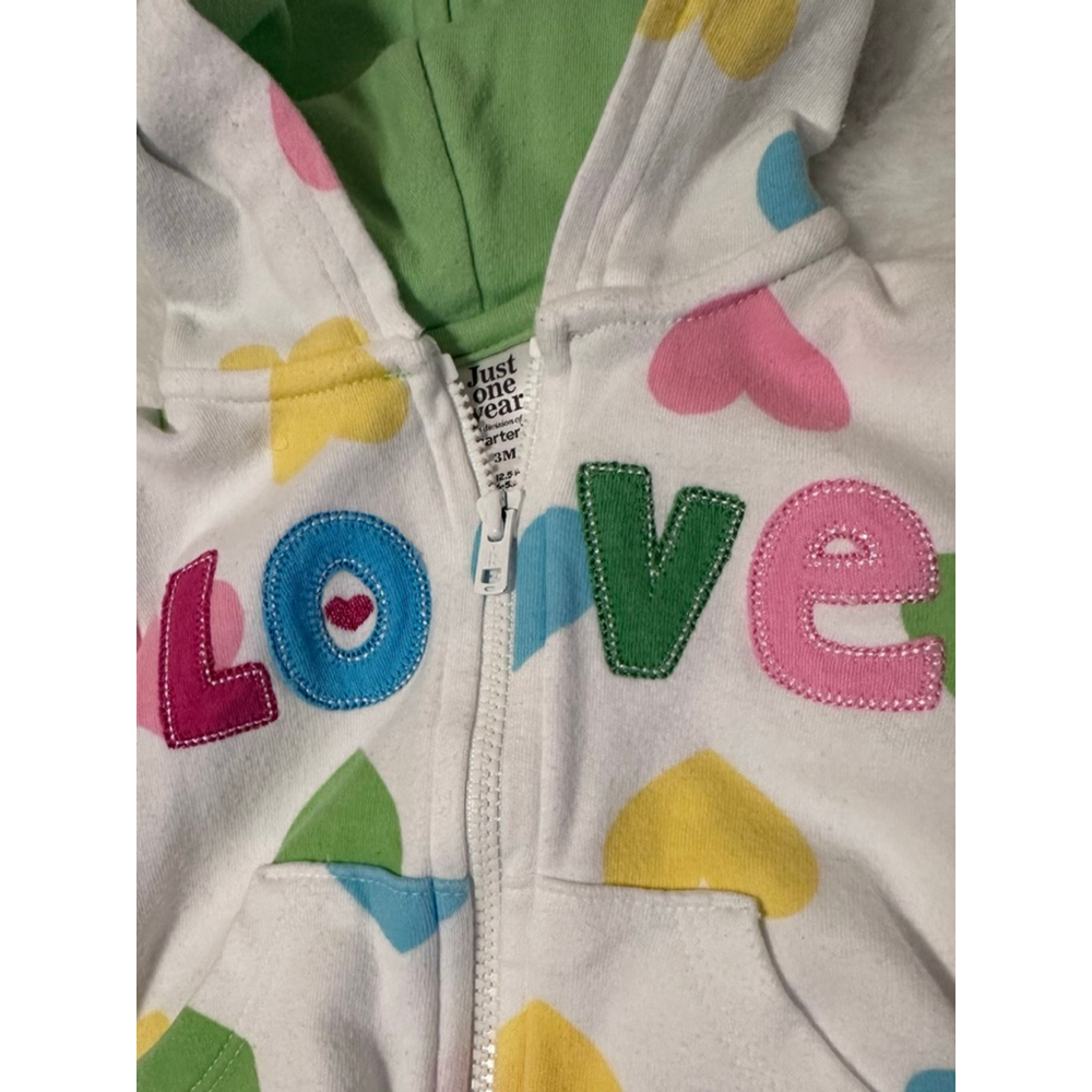 Carter’s 3M Baby Girl 3-Piece Outfit Set Hearts Hoodie Pants Bodysuit - Picture 3 of 5